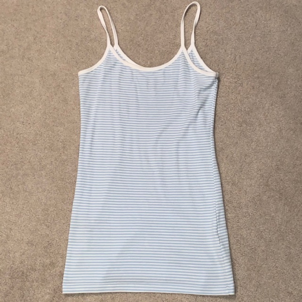 Banana Republic Lt. Blue & White Striped Tank Top